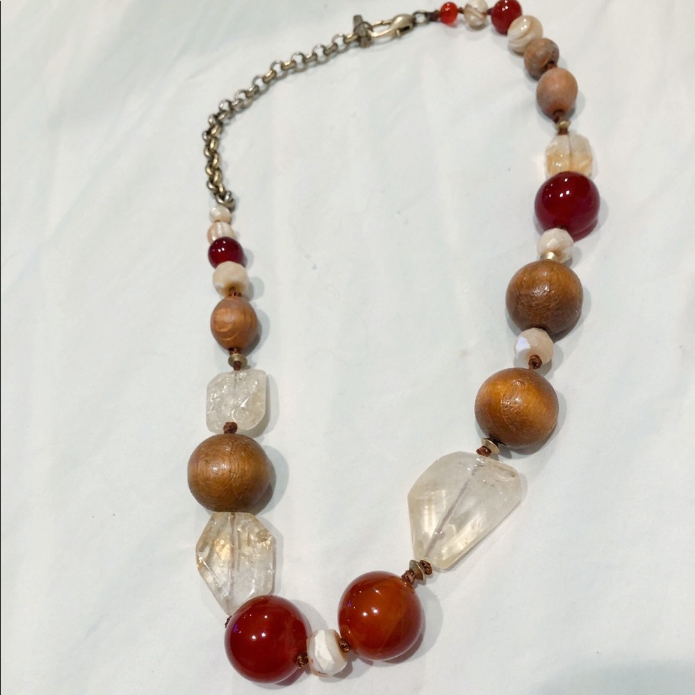 Kenneth Cole Reaction Red and Brown Beaded Necklace